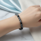 Sertifikalı Karlı Obsidyen Doğal Taş Bileklik - 8 mm