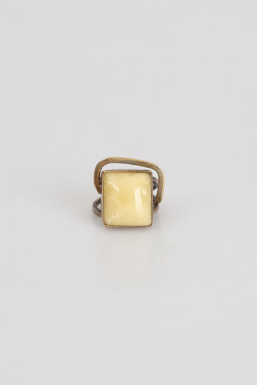 Sertifikalı Kehribar Doğal Taş 925 Ayar Gümüş Yüzük