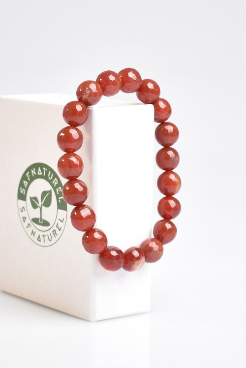 Certified Red Agate Natural Stone Bracelet 10 mm