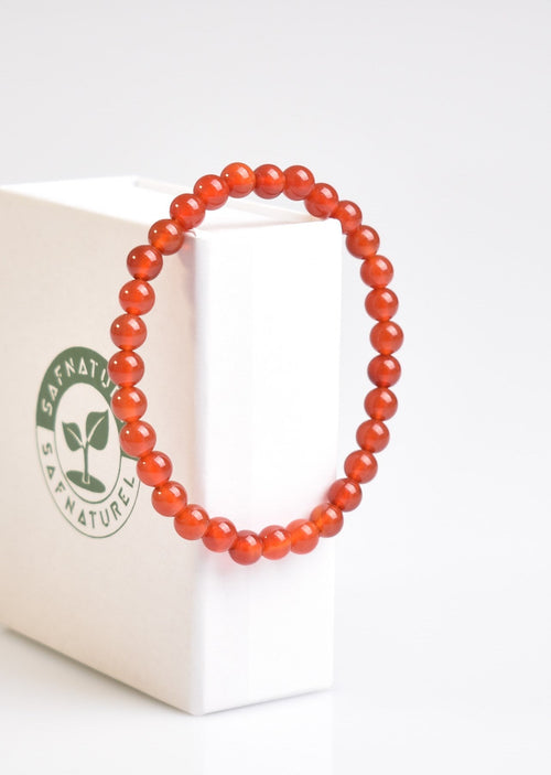 Certified Red Agate Natural Stone Bracelet 6mm