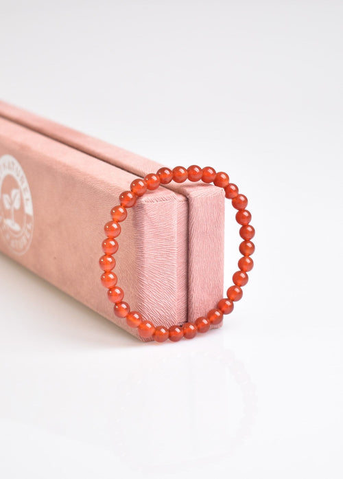 Sertifikalı Kırmızı Akik Doğal Taş Bileklik 6mm