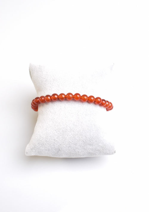 Sertifikalı Kırmızı Akik Doğal Taş Bileklik 6mm