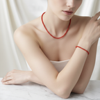 Certified Red Agate Natural Stone Necklace and Bracelet Set 4 mm