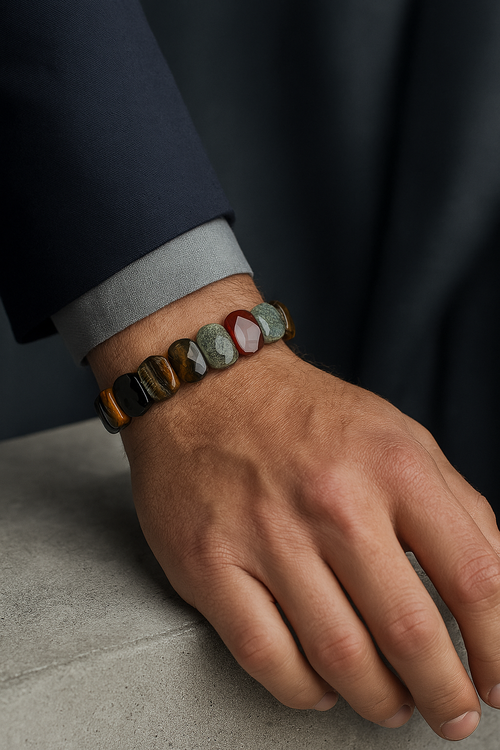 Sertifikalı Kova Burcu Doğal Taş Geniş Kesim Bileklik – Özel Üretim