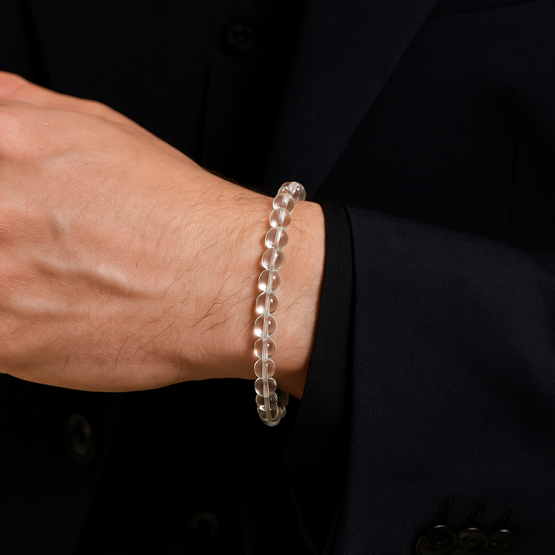 Sertifikalı Kristal Kuvars Doğal Taş Bileklik 6 mm - Görsel 2 - Safnaturel