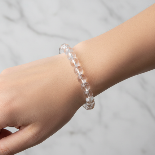 Sertifikalı Kristal Kuvars Doğal Taş Bileklik 8 mm