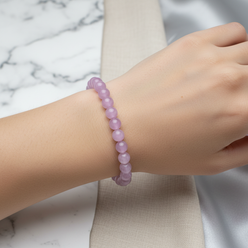 Sertifikalı Kunzit Doğal Taş Bileklik 6 mm