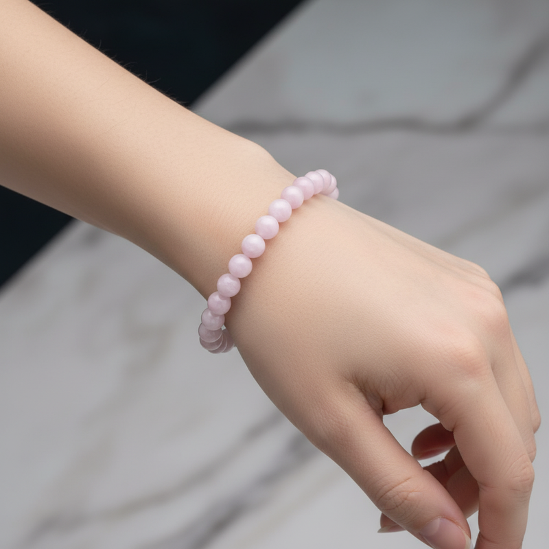 Sertifikalı Kunzit Doğal Taş Bileklik 8 mm - Görsel 2 - Safnaturel