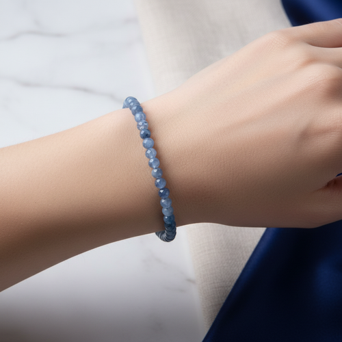 Sertifikalı Kyanit Doğal Taş Bileklik 3 mm