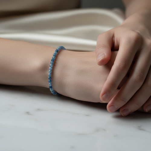 Sertifikalı Kyanit Doğal Taş Bileklik 4 mm