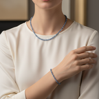 Sertifikalı Kyanit Doğal Taş Kolye ve Bileklik Takımı 4 mm