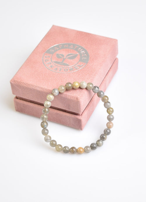 Sertifikalı Labradorit Doğal Taş Bileklik 6 mm