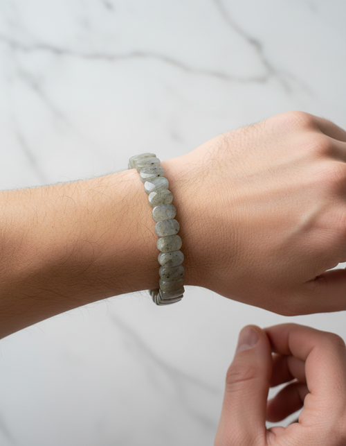 Sertifikalı Labradorit Doğaltaş Bileklik – Özel Rolex Kesim