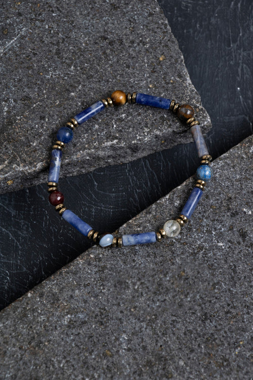 Sertifikalı Lapis, Sodalit ve Bronzit Aslan Burcu Bileklik