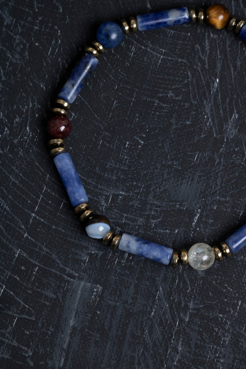 Sertifikalı Lapis, Sodalit ve Bronzit Aslan Burcu Bileklik