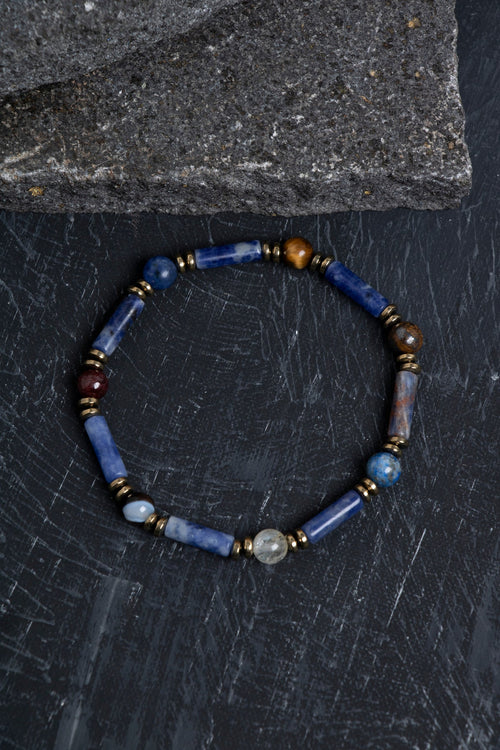 Sertifikalı Lapis, Sodalit ve Bronzit Aslan Burcu Bileklik