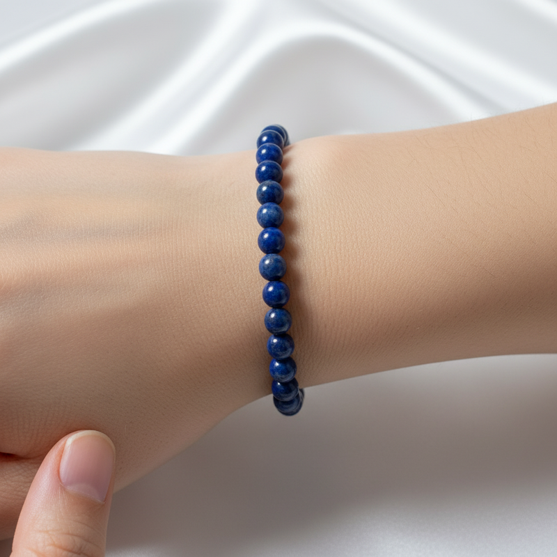 Sertifikalı Lapis Lazuli Doğal Taş Bileklik 6 mm - Görsel 1 - Safnaturel