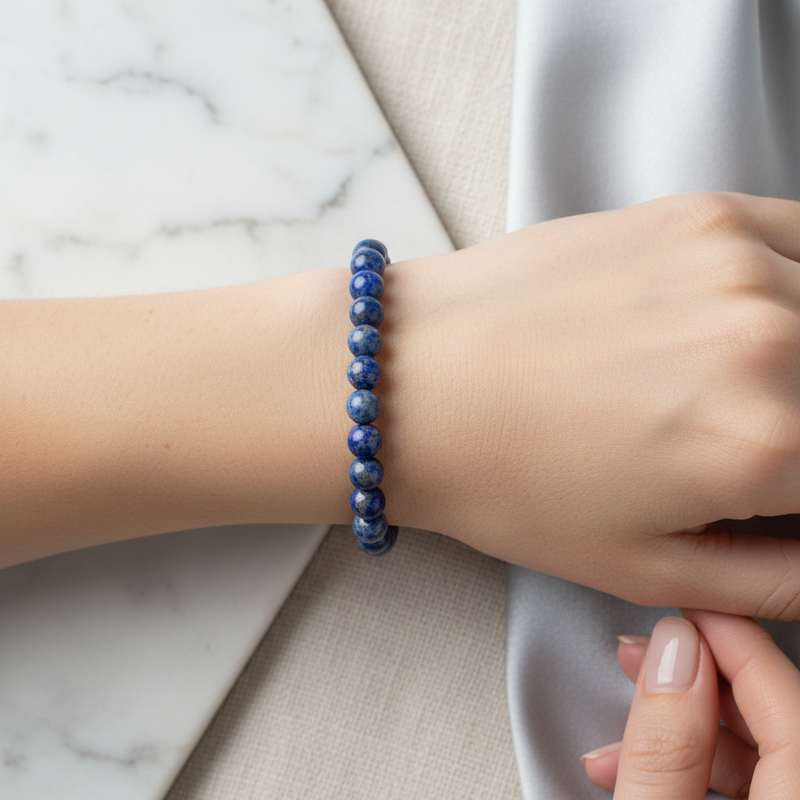 Sertifikalı Lapis Lazuli Doğaltaş Bileklik 8 mm - Görsel 2 - Safnaturel