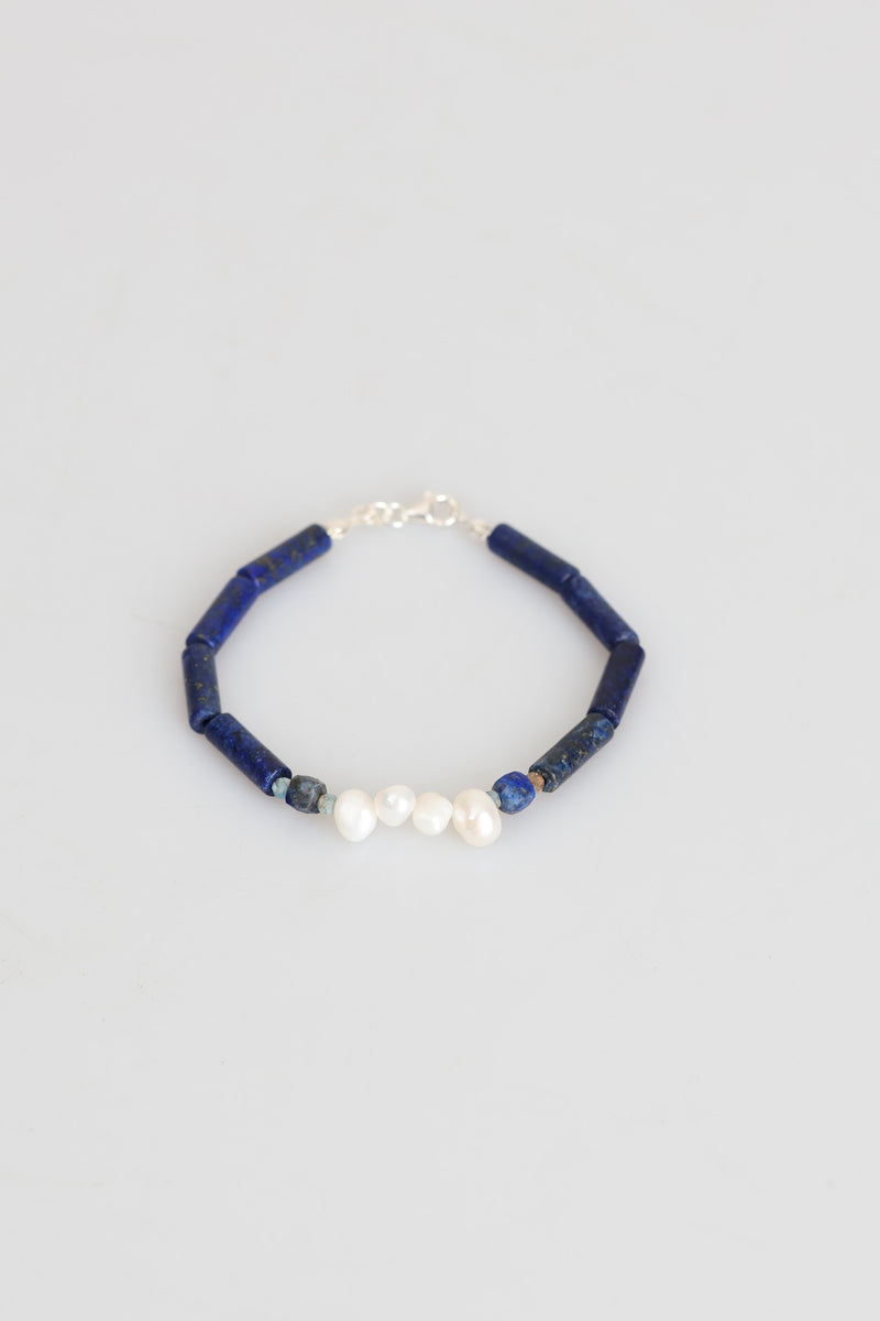 Sertifikalı Lapis Lazuli - İnci Doğal Taş Gümüş Kapama Bileklik (Yeni Yaz Sezonu) - Görsel 2 - Safnaturel