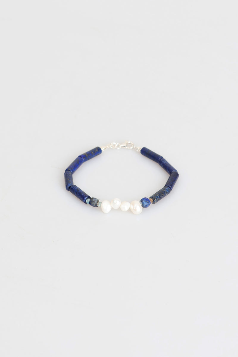 Sertifikalı Lapis Lazuli - İnci Doğal Taş Gümüş Kapama Bileklik (Yeni Yaz Sezonu) - Görsel 4 - Safnaturel