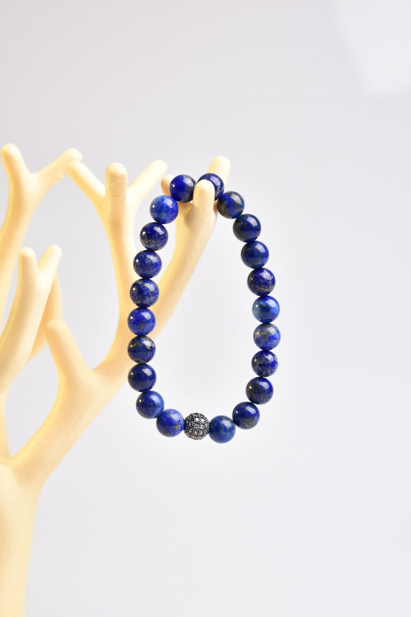 Sertifikalı Lapis Zirkon Aparatlı Doğal Taş 8 mm Bileklik - Görsel 5 - Safnaturel