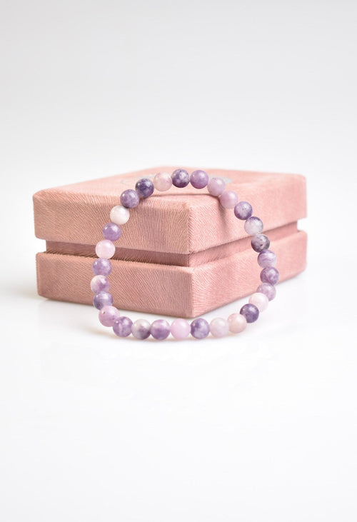 Sertifikalı Lepidolit Doğal Taş Bileklik 6 mm