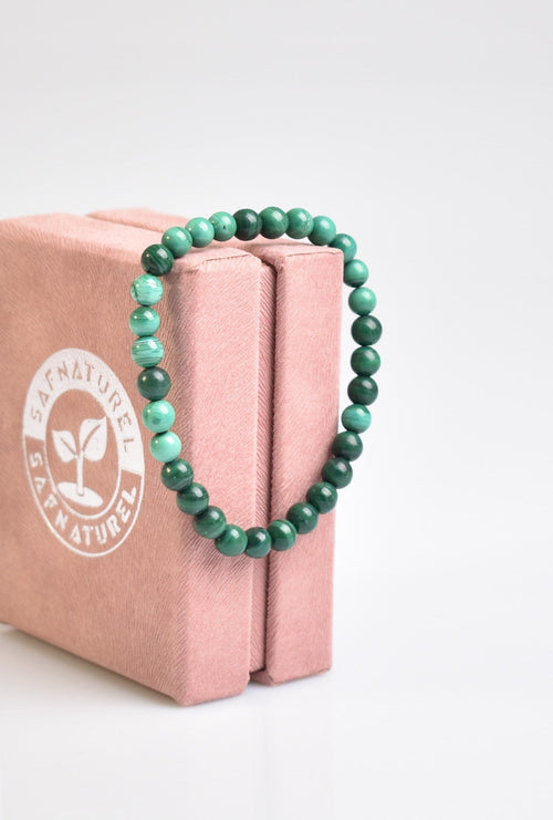 Certified Malachite Natural Stone Bracelet 6 mm