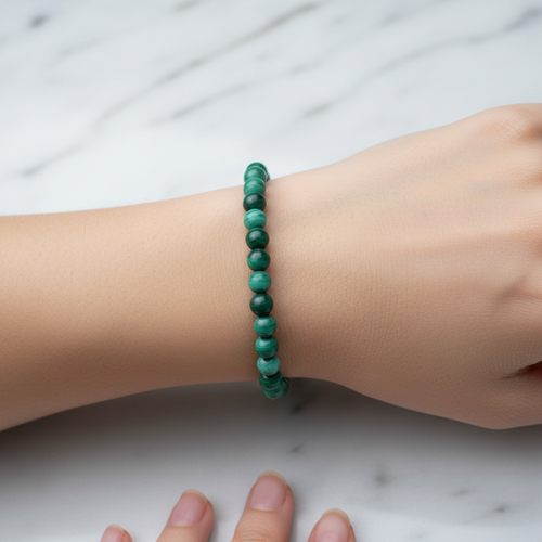 Certified Malachite Natural Stone Bracelet 6 mm