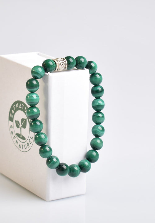 Sertifikalı Malakit Doğal Taş Bileklik 8 mm