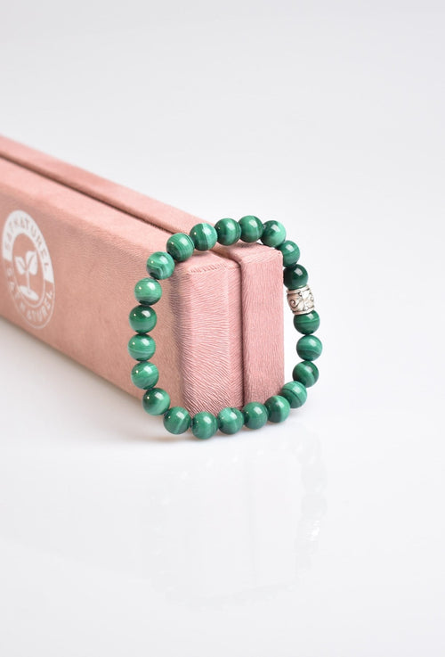 Sertifikalı Malakit Doğal Taş Bileklik 8 mm