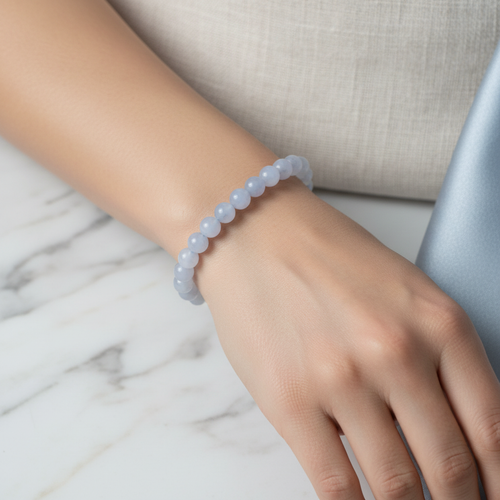 Sertifikalı Mavi Akik Doğal Taş Bileklik – 6 mm