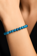 Sertifikalı Mavi Apatit Doğal Taş Bileklik 6mm