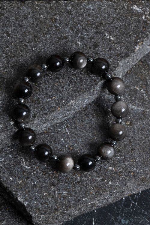Sertifikalı Obsidyen, Hematit Doğal Taş Bileklik