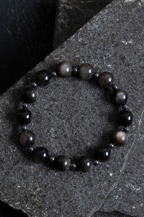 Sertifikalı Obsidyen, Hematit Doğal Taş Bileklik