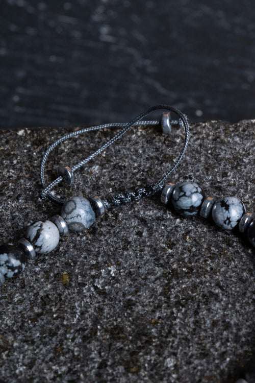 Sertifikalı Obsidyen, Hematit Zirkon Aparat Doğal Taş Makrome Bileklik