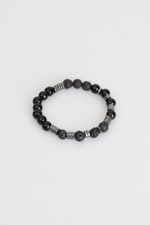 Sertifikalı Obsidyen - Hematit - Lav Doğal Taş Bileklik