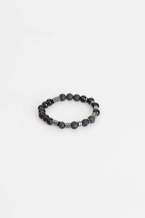 Sertifikalı Obsidyen - Hematit - Lav Doğal Taş Bileklik