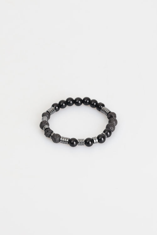 Sertifikalı Obsidyen - Hematit - Lav Doğal Taş Bileklik