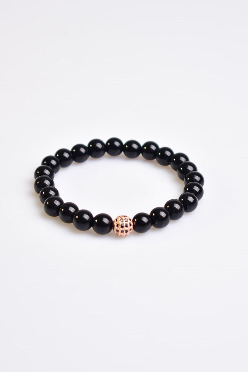 Sertifikalı Obsidyen Zirkon Aparatlı Doğal Taş 8 mm Bileklik - Görsel 4 - Safnaturel