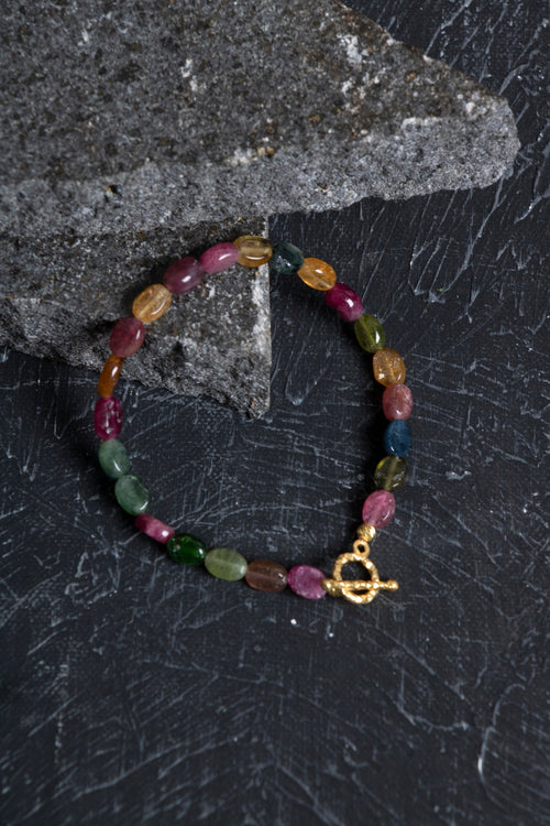 Sertifikalı Özel Kesim Turmalin Altın Kaplama Gümüş Aparat Doğal Taş Bileklik