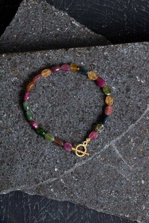 Sertifikalı Özel Kesim Turmalin Altın Kaplama Gümüş Aparat Doğal Taş Bileklik