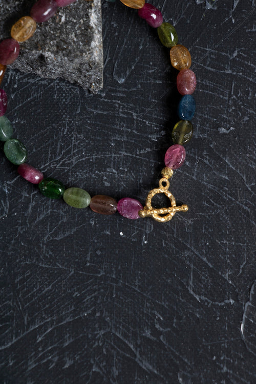 Sertifikalı Özel Kesim Turmalin Altın Kaplama Gümüş Aparat Doğal Taş Bileklik