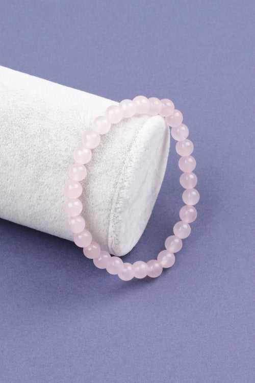 Sertifikalı Pembe Kuvars Doğal Taş Bileklik 6 mm