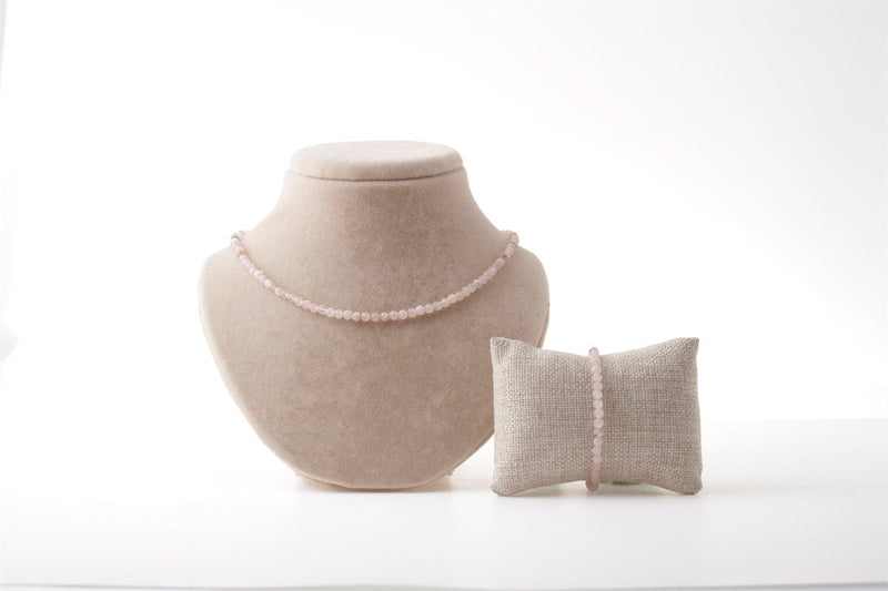 Sertifikalı Pembe Kuvars Doğal Taş Kolye ve Bileklik Takımı 3-4 mm - Görsel 3 - Safnaturel