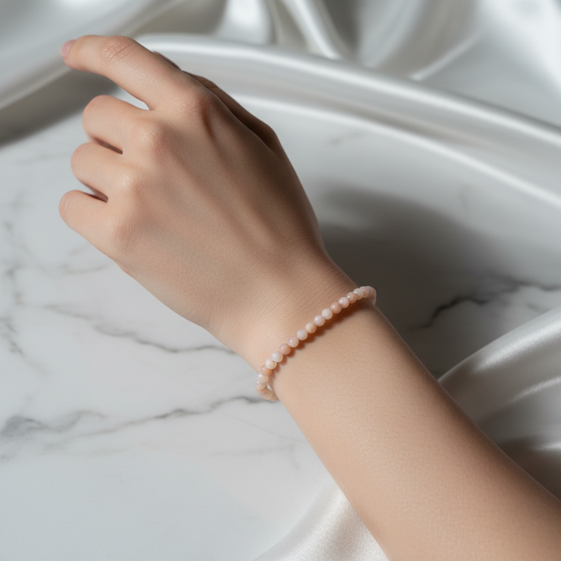 Sertifikalı Pembe Opal Doğal Taş Bileklik 4 mm - Görsel 1 - Safnaturel