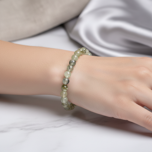 Sertifikalı Prehneit Doğal Taş Bileklik 8 mm