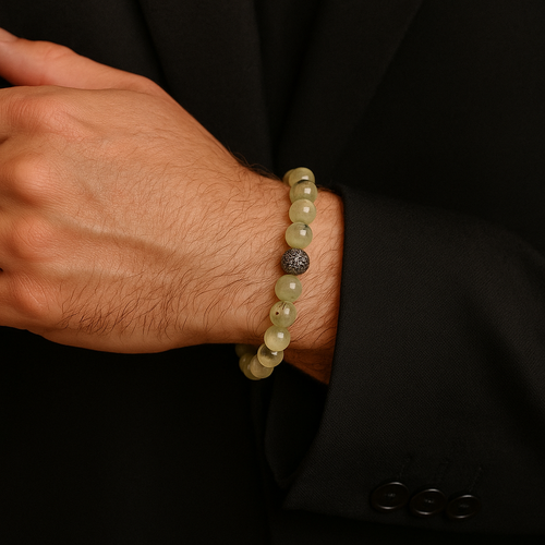 Sertifikalı Prehneit Zirkon Aparatlı Doğal Taş 8 mm Bileklik