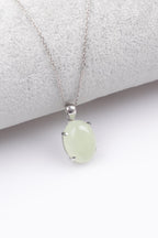 Sertifikalı Prehnite Doğal Taş 925 Ayar Gümüş Kolye