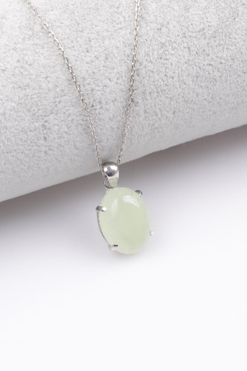 Sertifikalı Prehnite Doğal Taş 925 Ayar Gümüş Kolye - Görsel 1 - Safnaturel