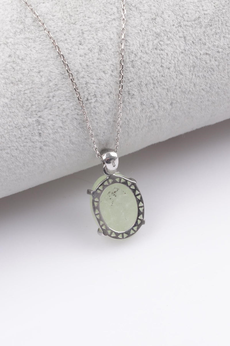 Sertifikalı Prehnite Doğal Taş 925 Ayar Gümüş Kolye - Görsel 2 - Safnaturel